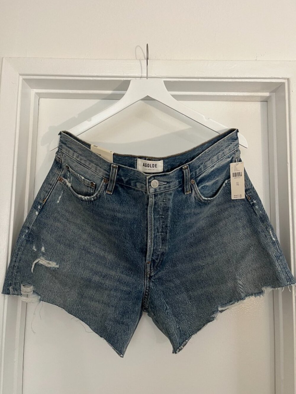 NWT AGOLDE Parker Long Vintage Denim Shorts (Heat Wave) - Women's 32